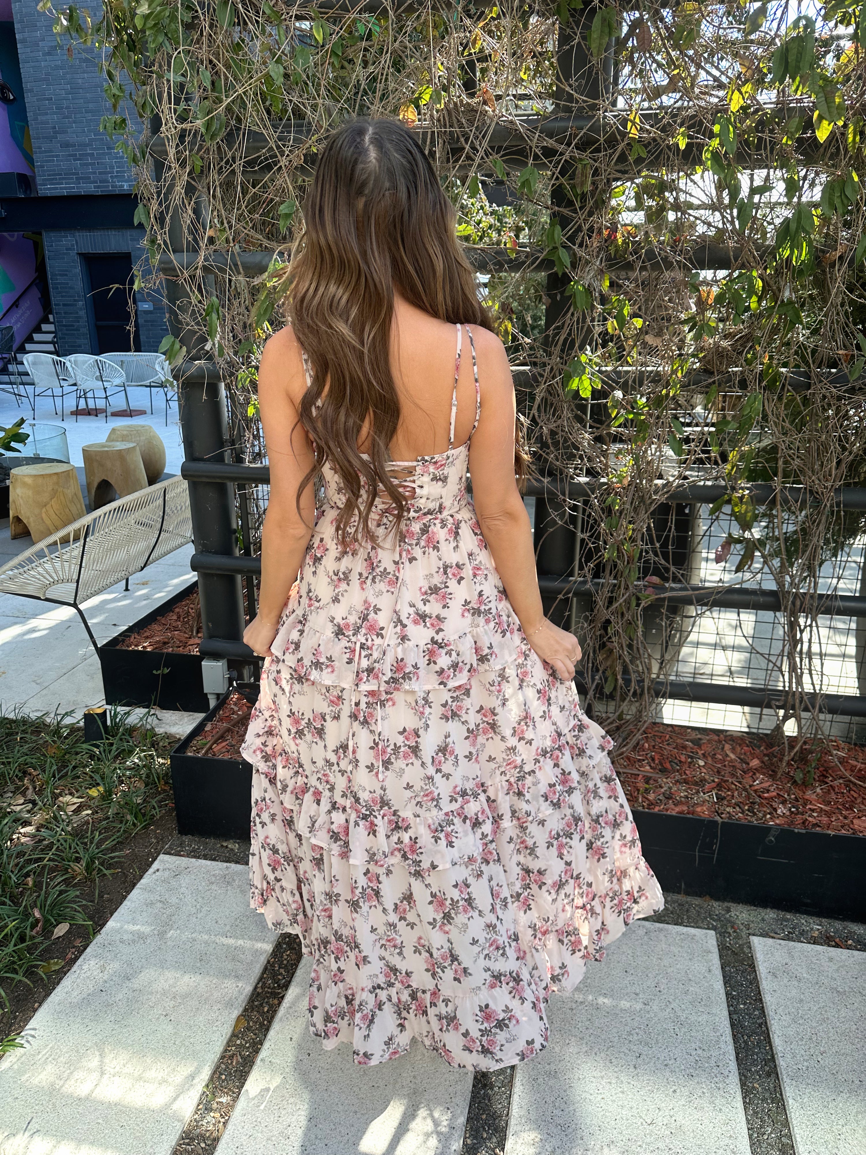 Raquel Midi Dress - Floral Pink