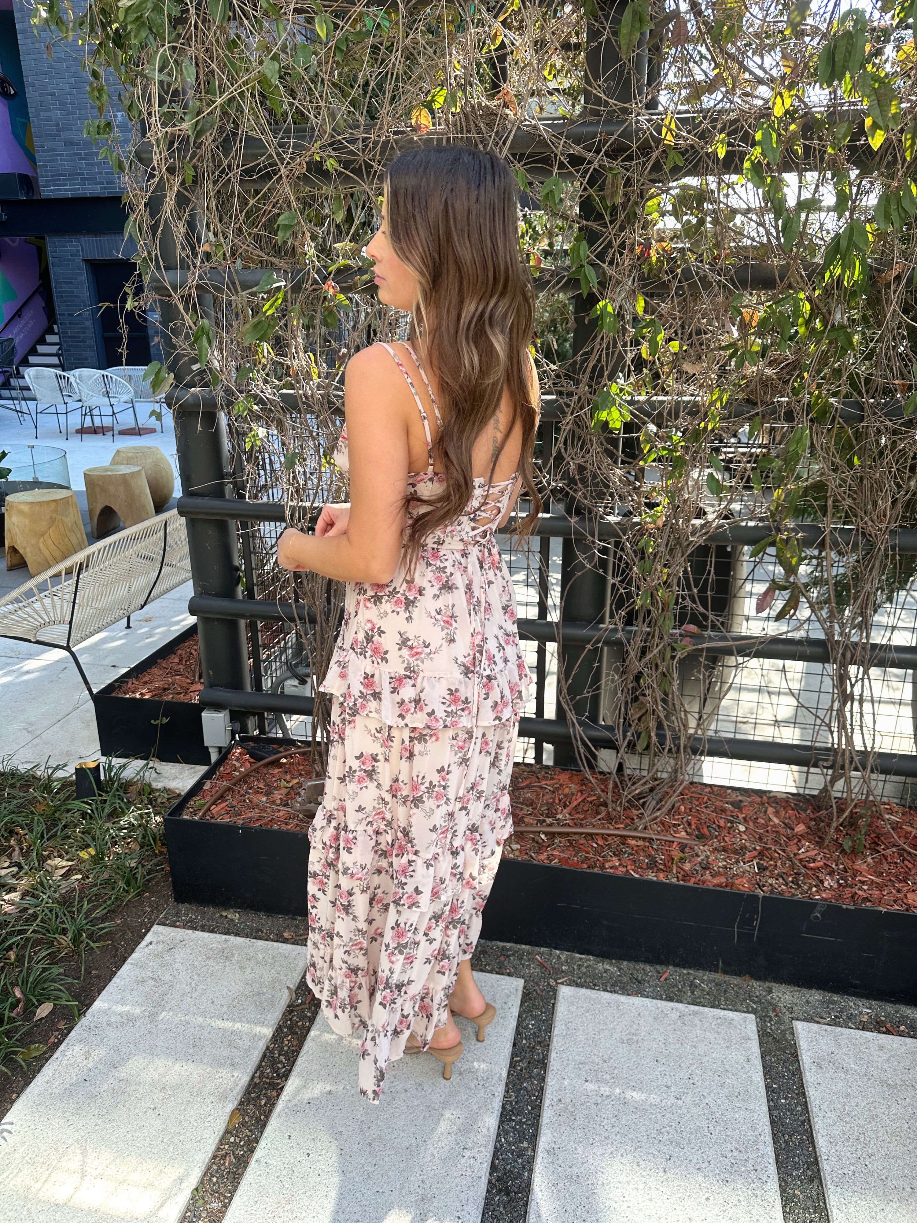 Raquel Midi Dress - Floral Pink