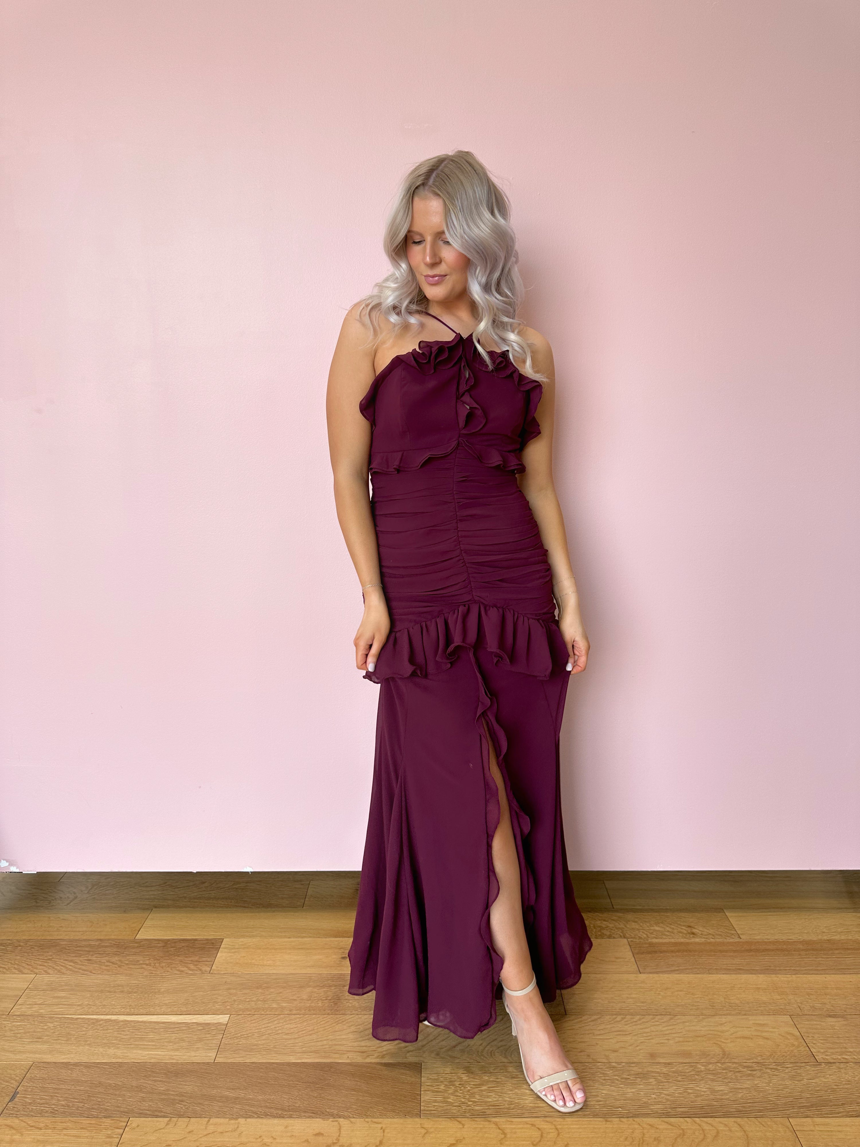 Valeria Ruffled Halter Maxi Dress