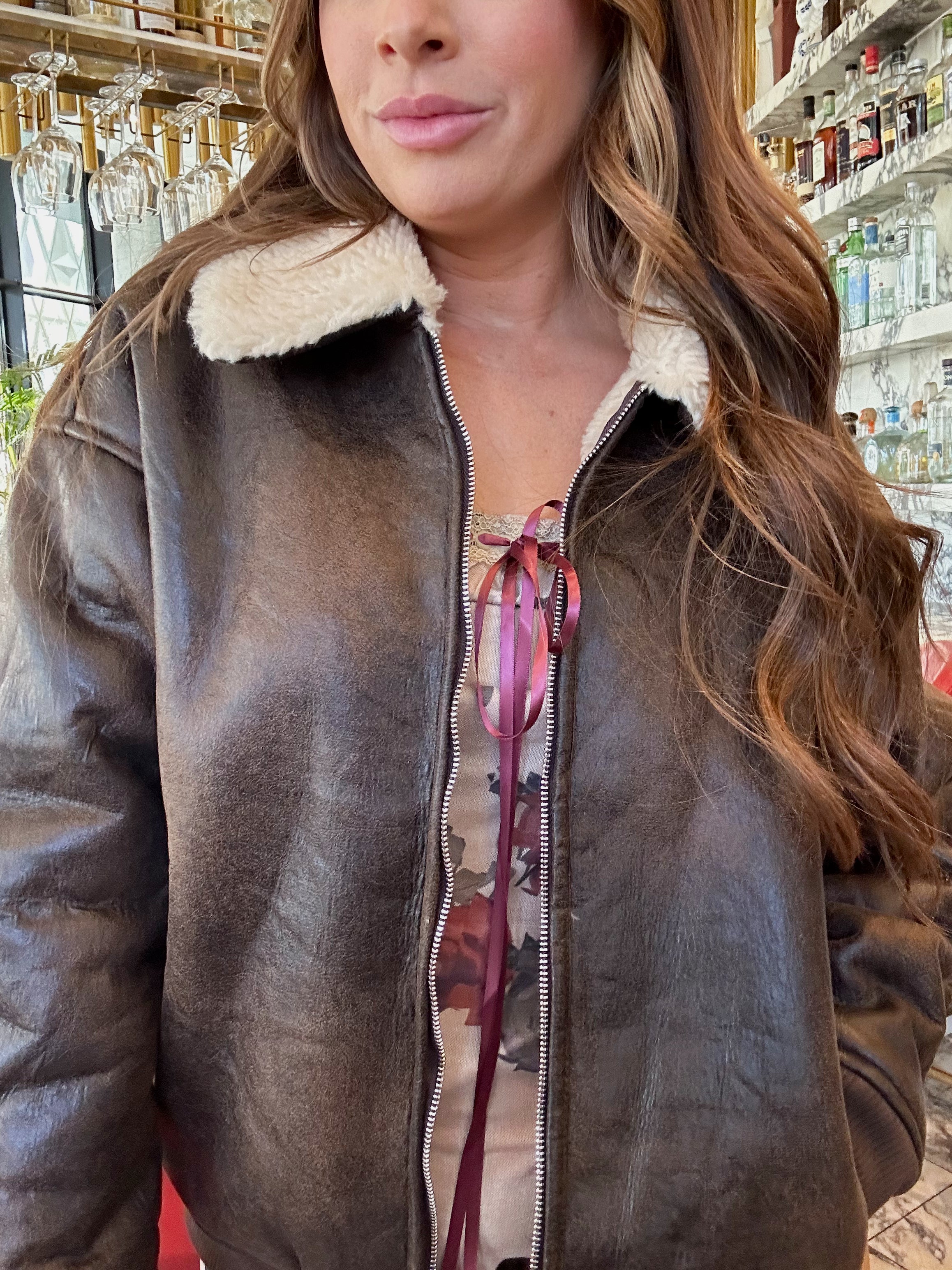 Brown Faux Leather Jacket