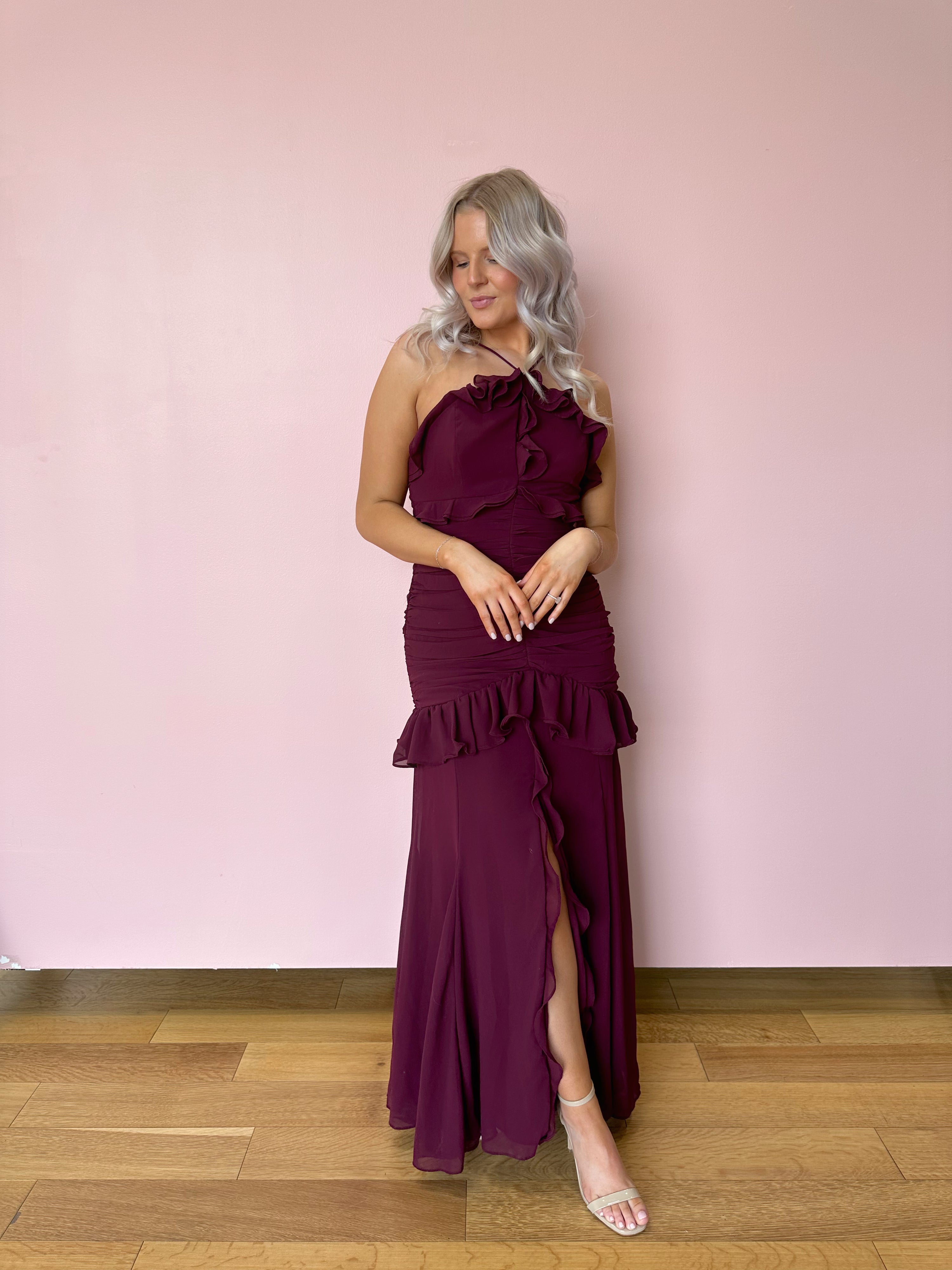 Valeria Ruffled Halter Maxi Dress