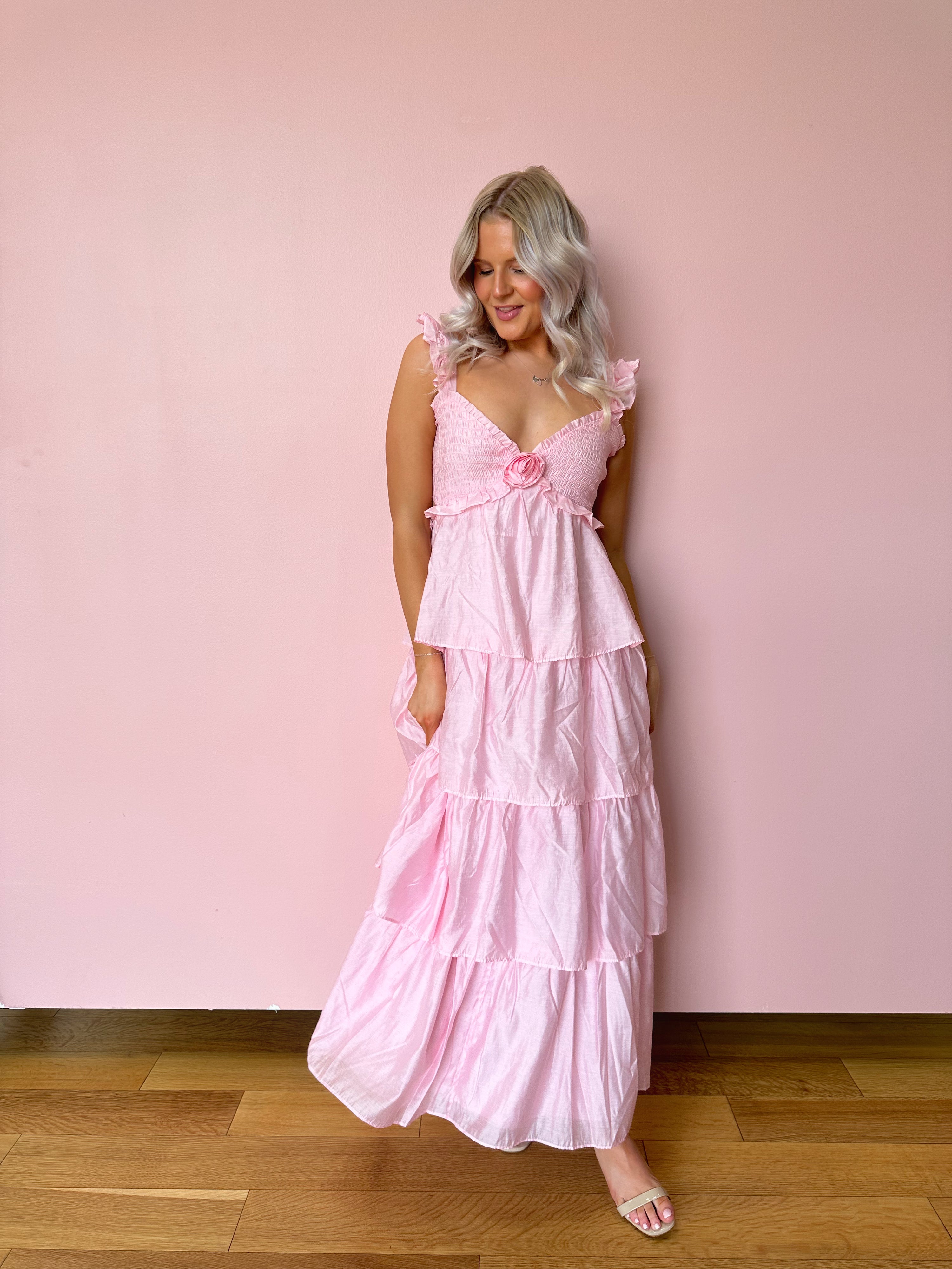 Aurora Tiered Maxi Dress- Pink