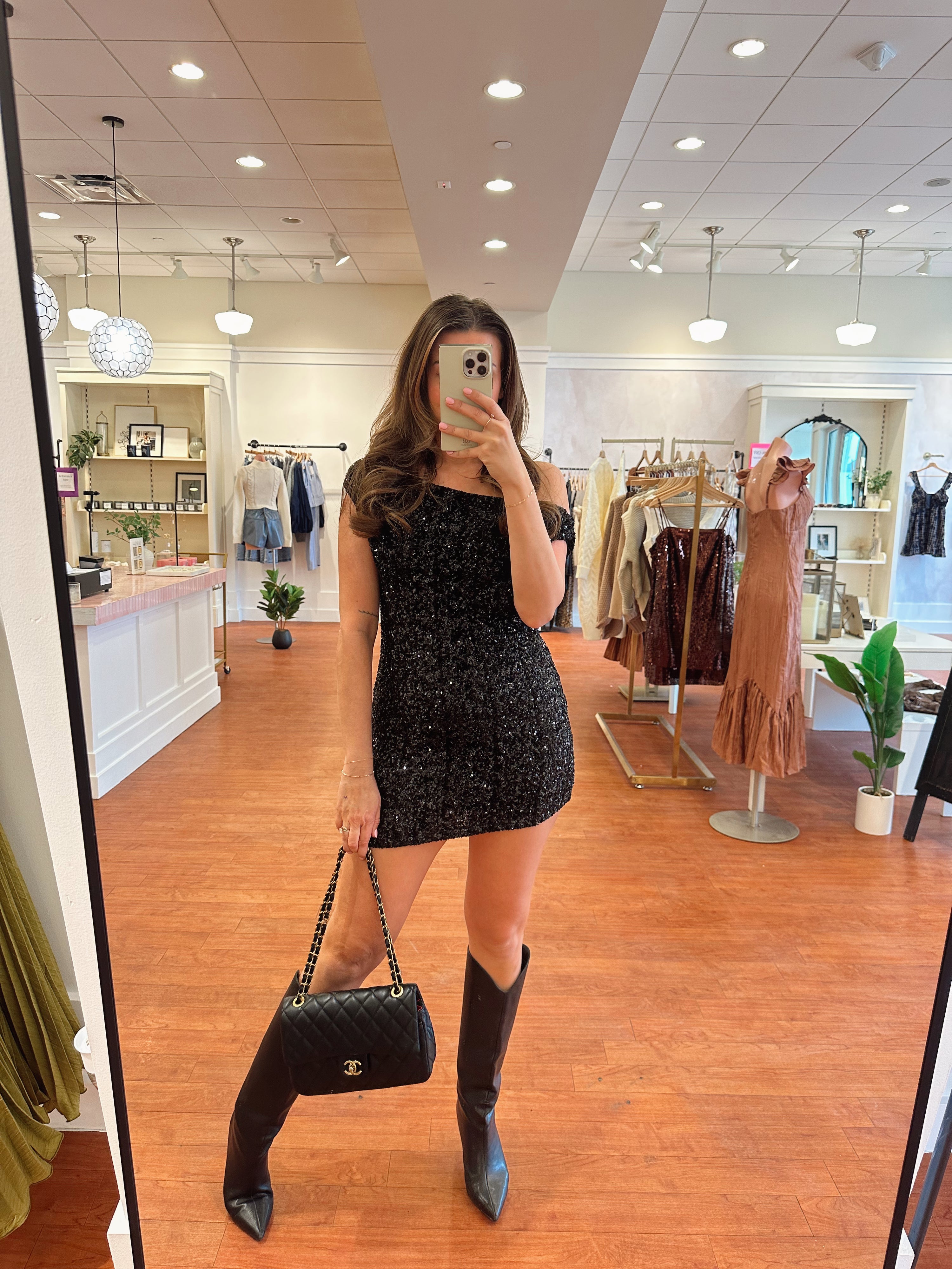 Luxe Sequin Mini Dress- Black