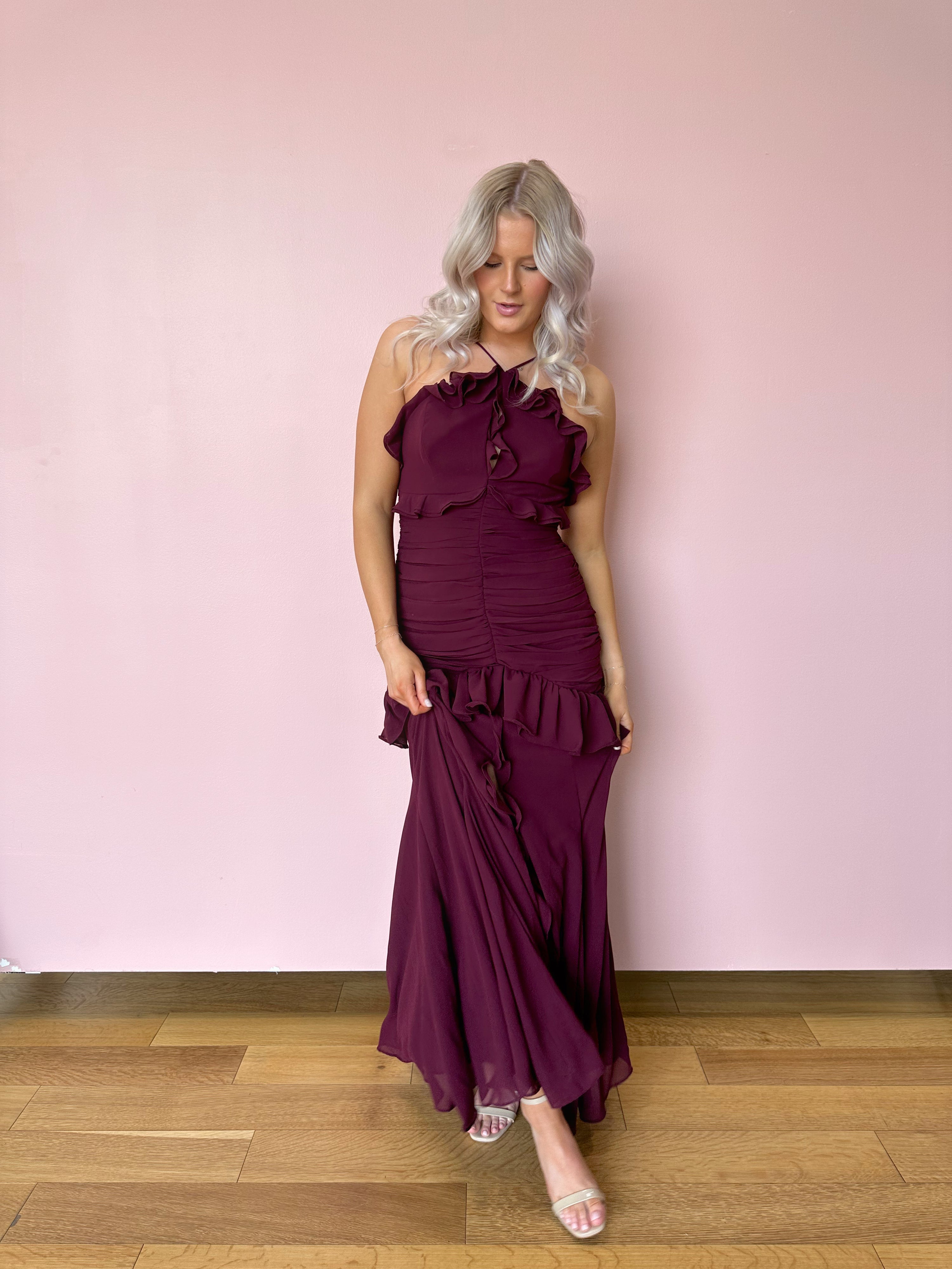 Valeria Ruffled Halter Maxi Dress