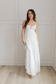 Paris White Cutout Tiered Maxi Dress