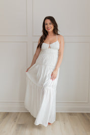 Paris White Cutout Tiered Maxi Dress