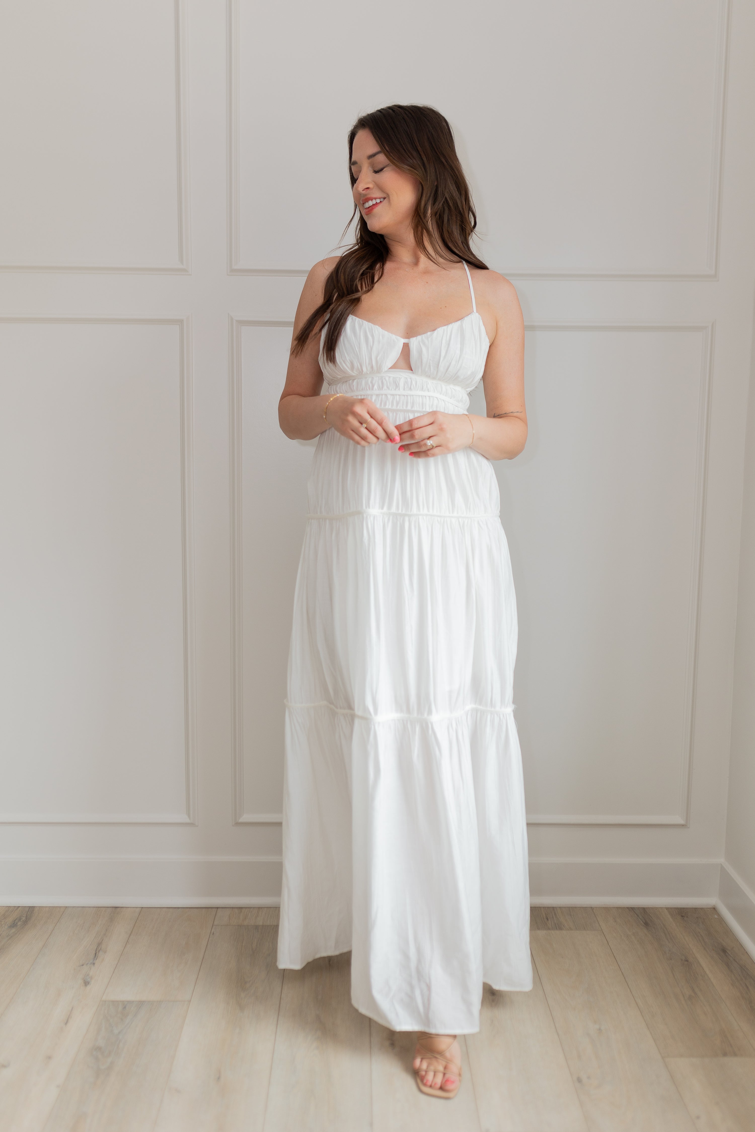 Paris White Cutout Tiered Maxi Dress