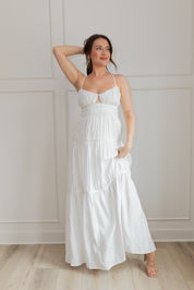 Paris White Cutout Tiered Maxi Dress