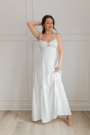 Paris White Cutout Tiered Maxi Dress