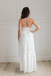 Paris White Cutout Tiered Maxi Dress