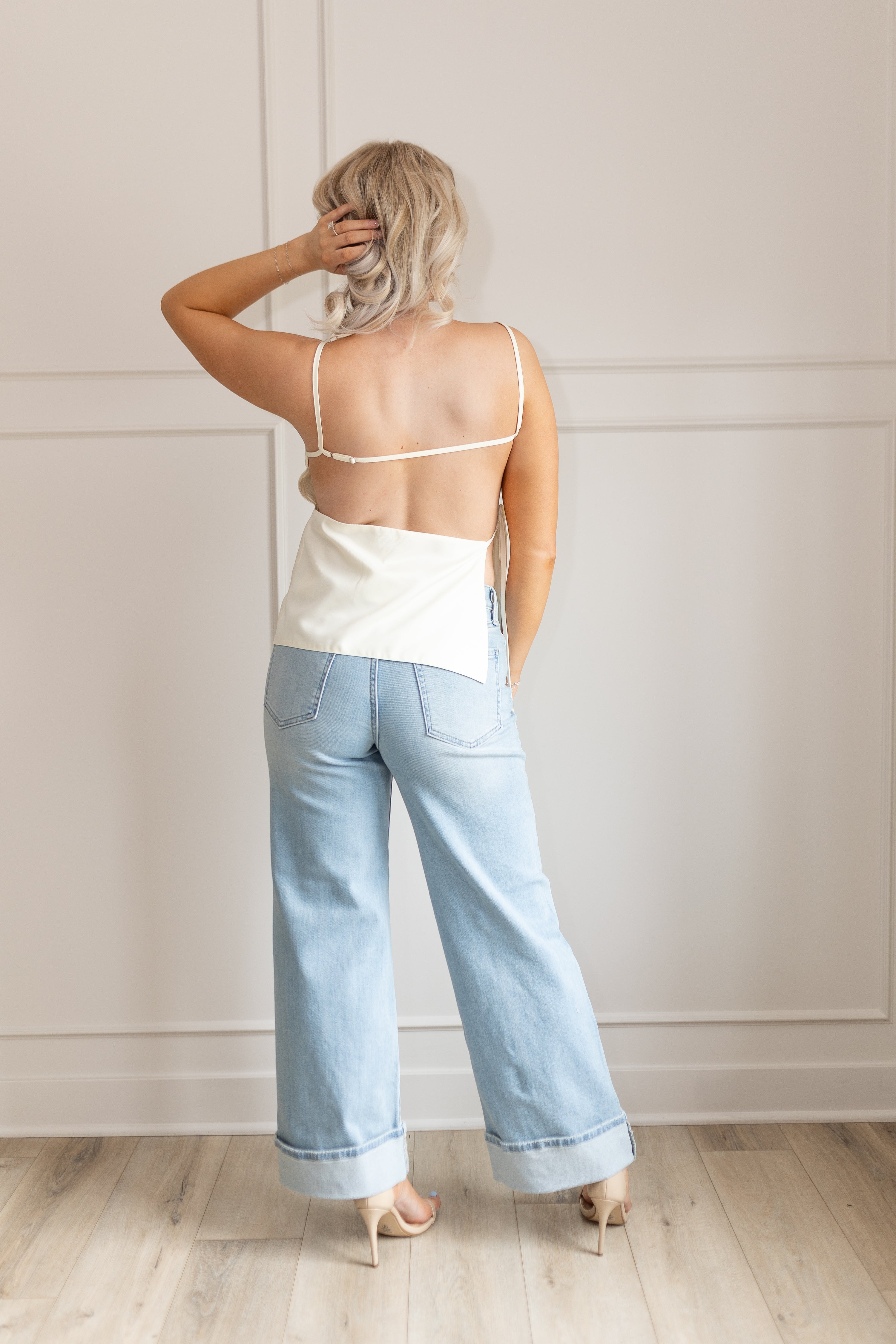 Ash Off-White Open Back Tank Top