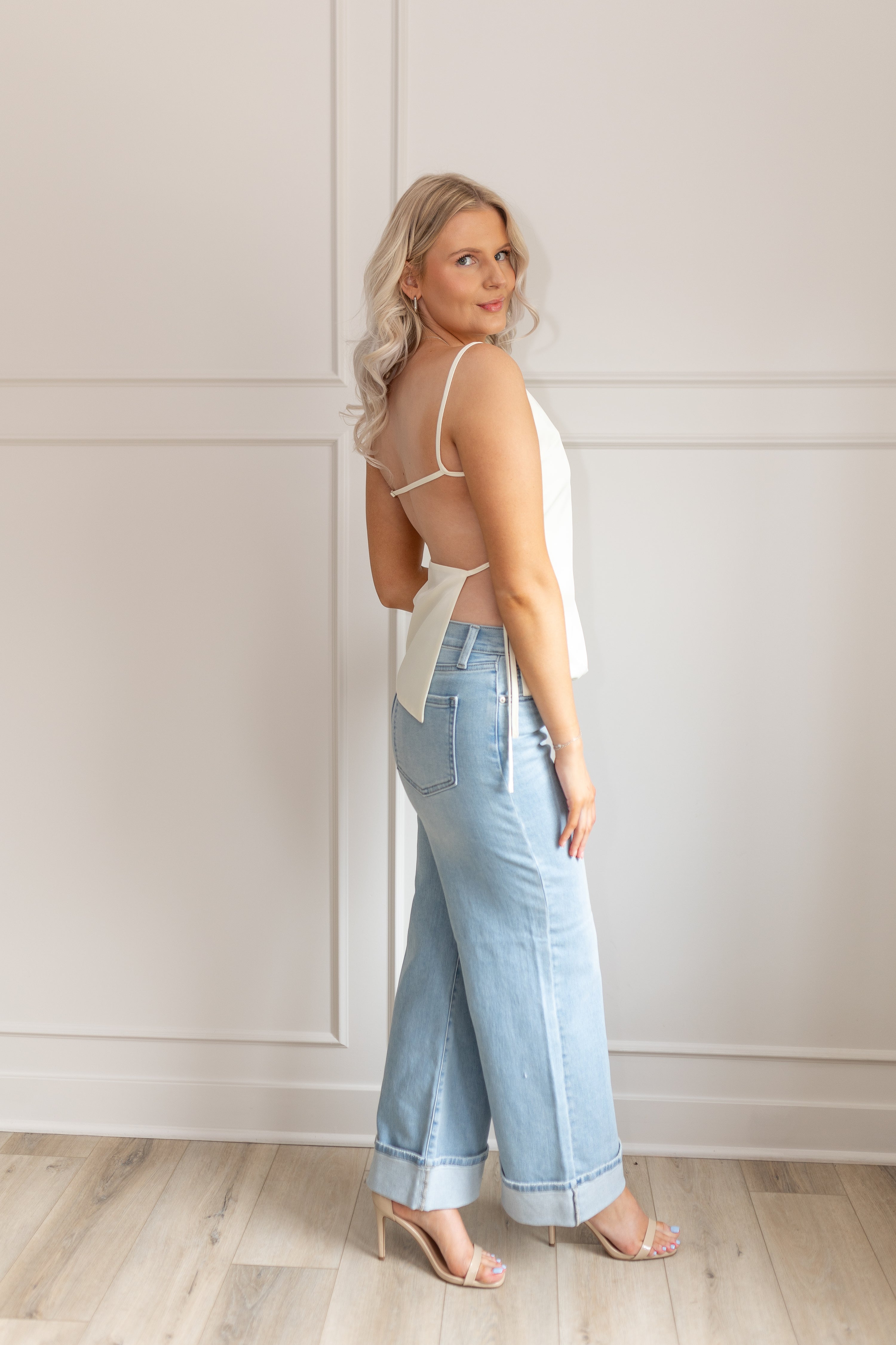 Ash Off-White Open Back Tank Top