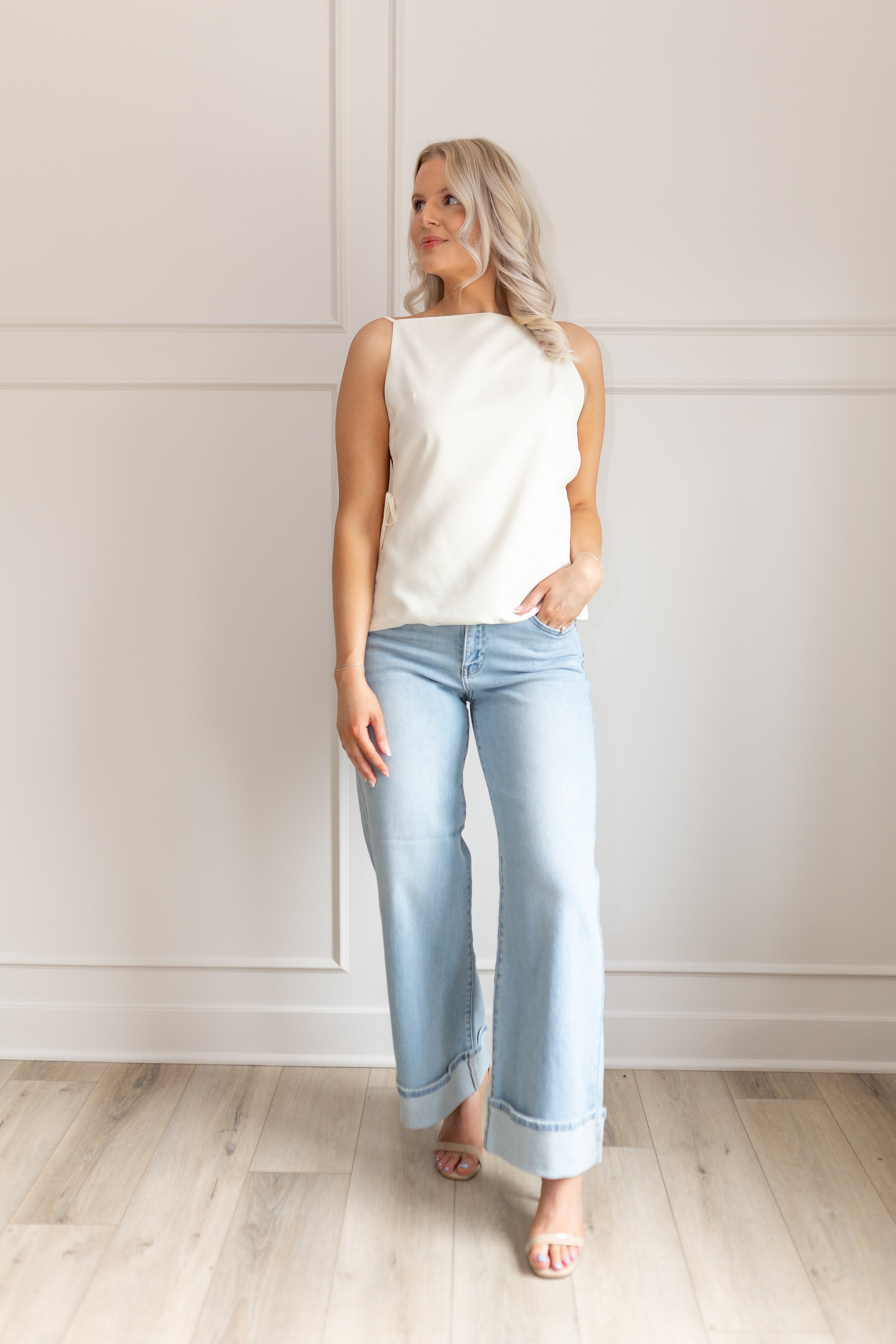 Ash Off-White Open Back Tank Top