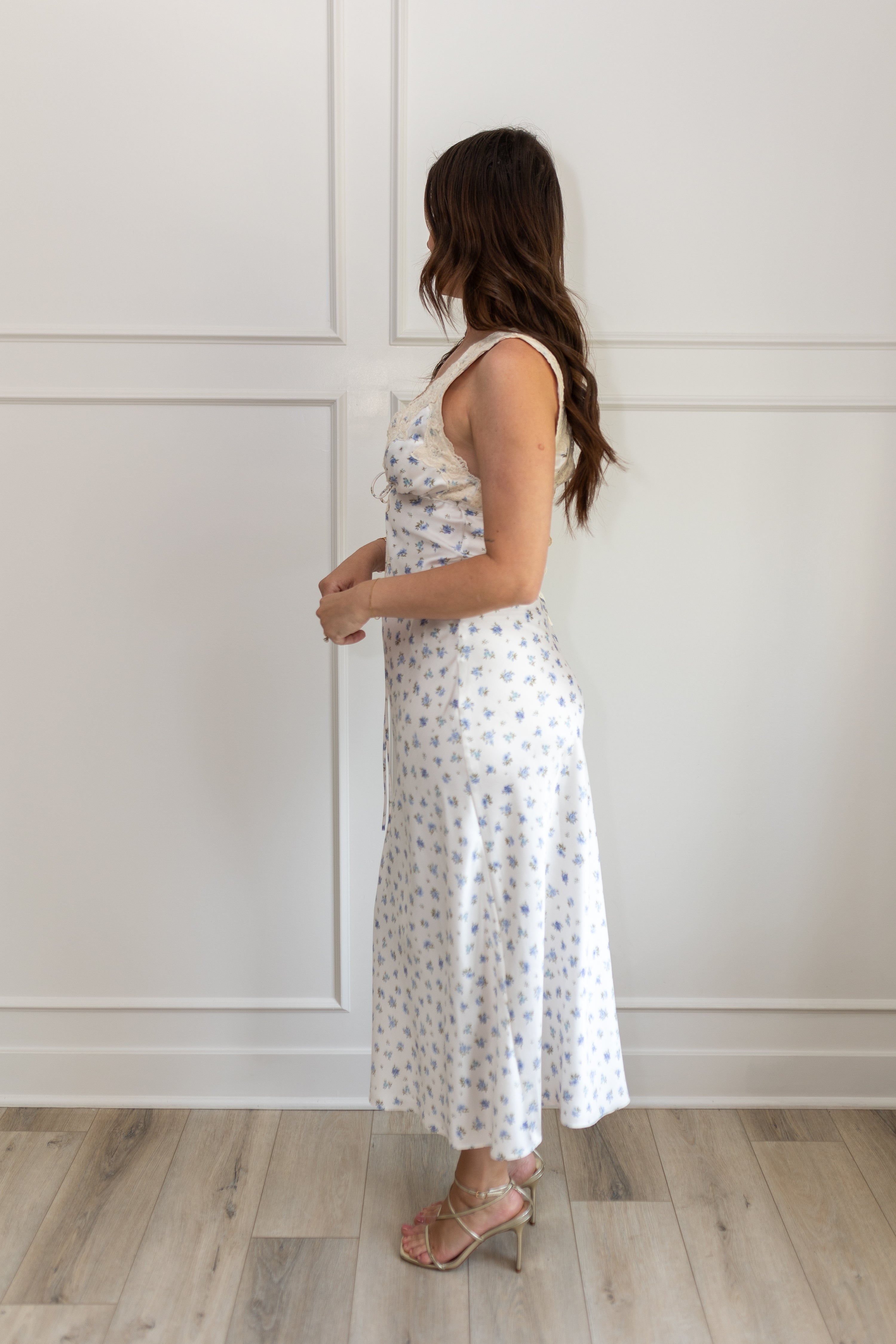 Bluebell Lace Trim Floral Maxi Dress