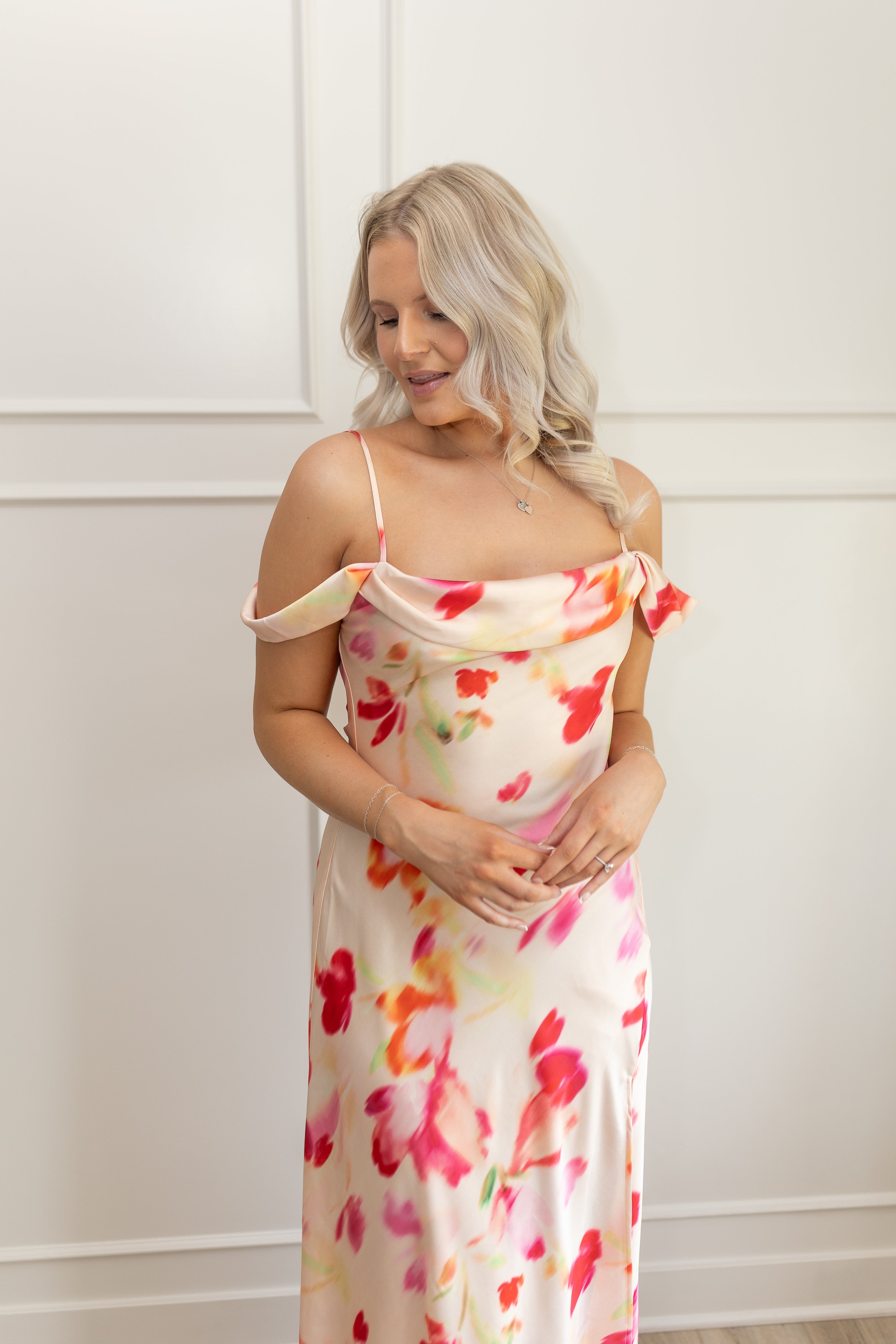 Cora Floral Off The Shoulder Midi Dress