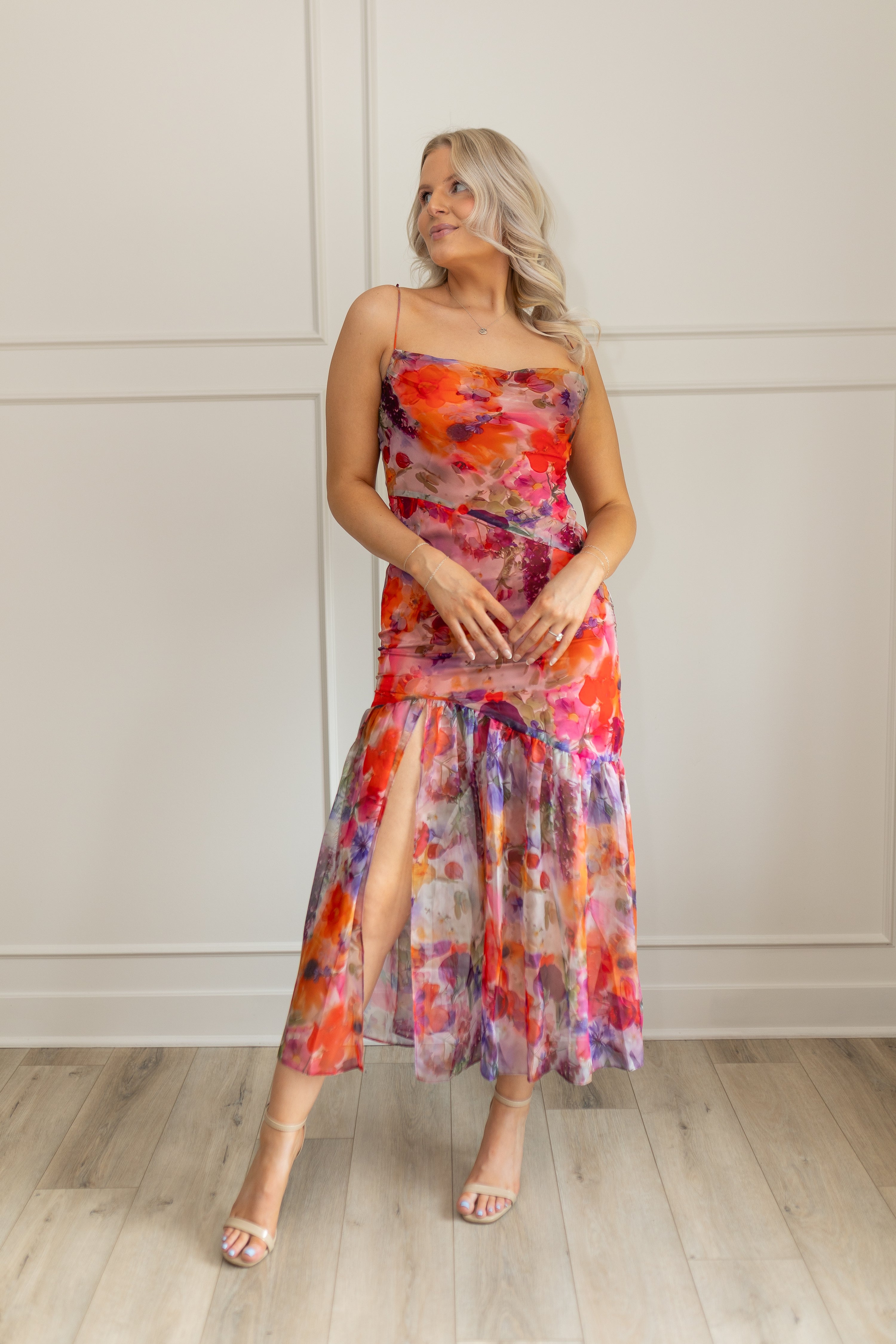 Stasi Colorful Floral Midi Dress