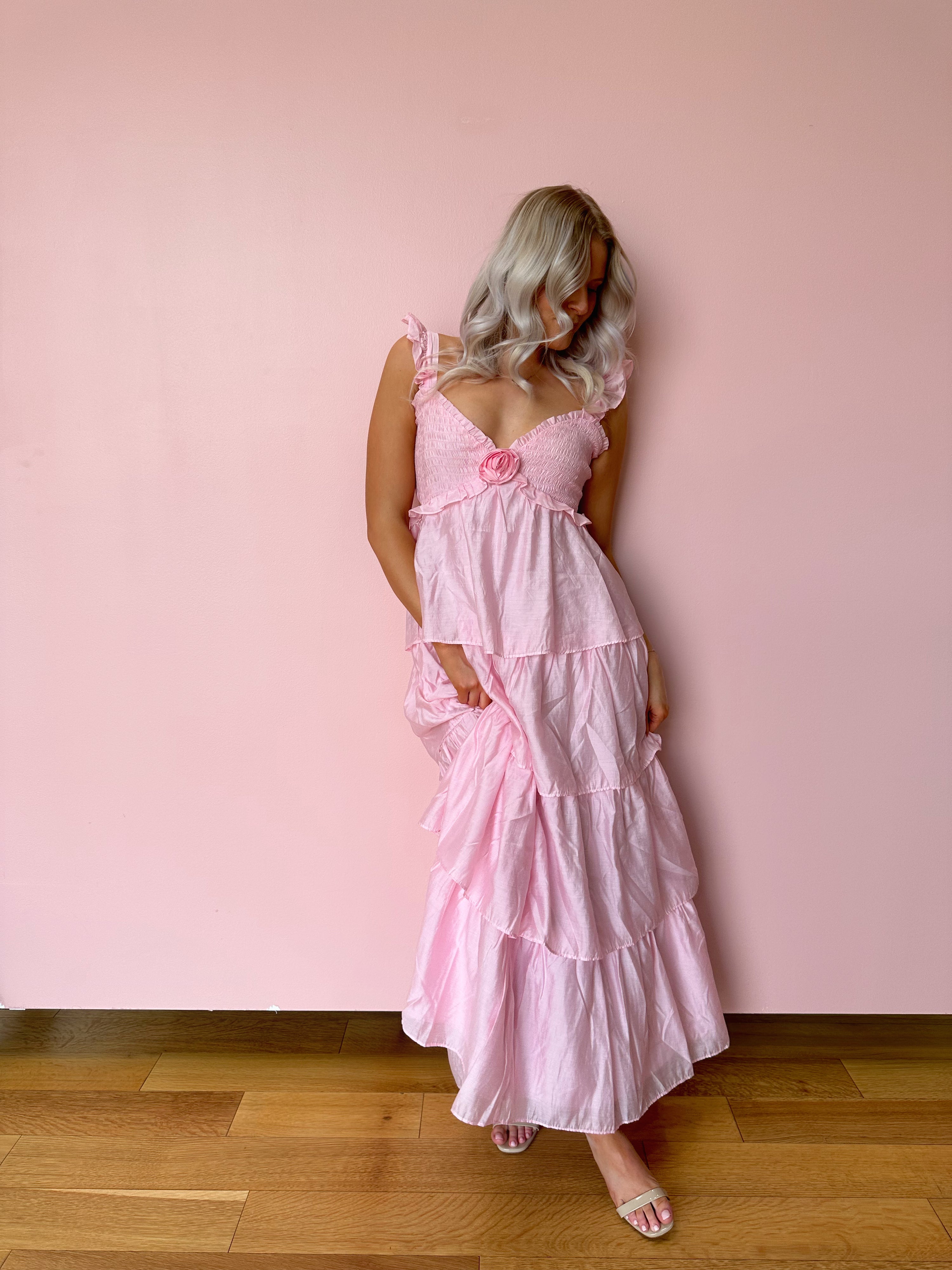 Aurora Tiered Maxi Dress- Pink