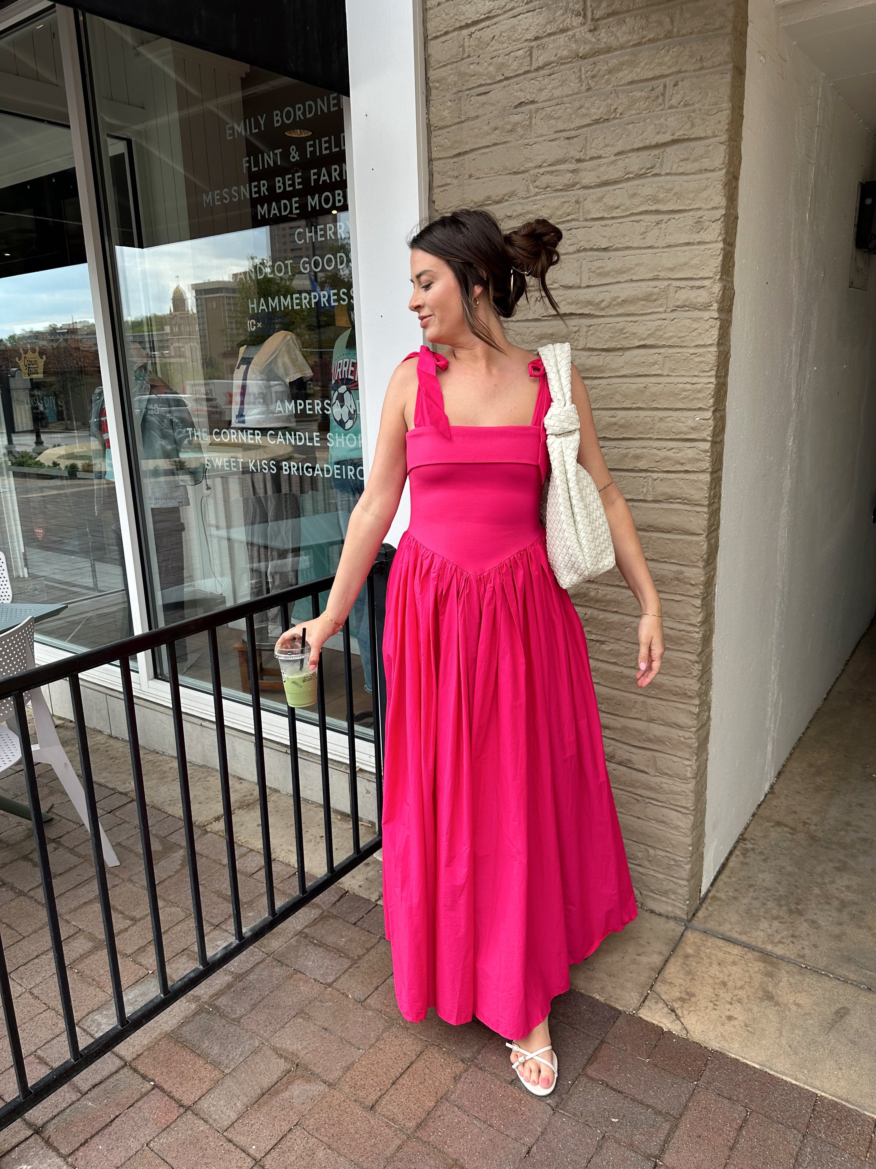 Karina Fuchsia Drop Waist Midi Dress