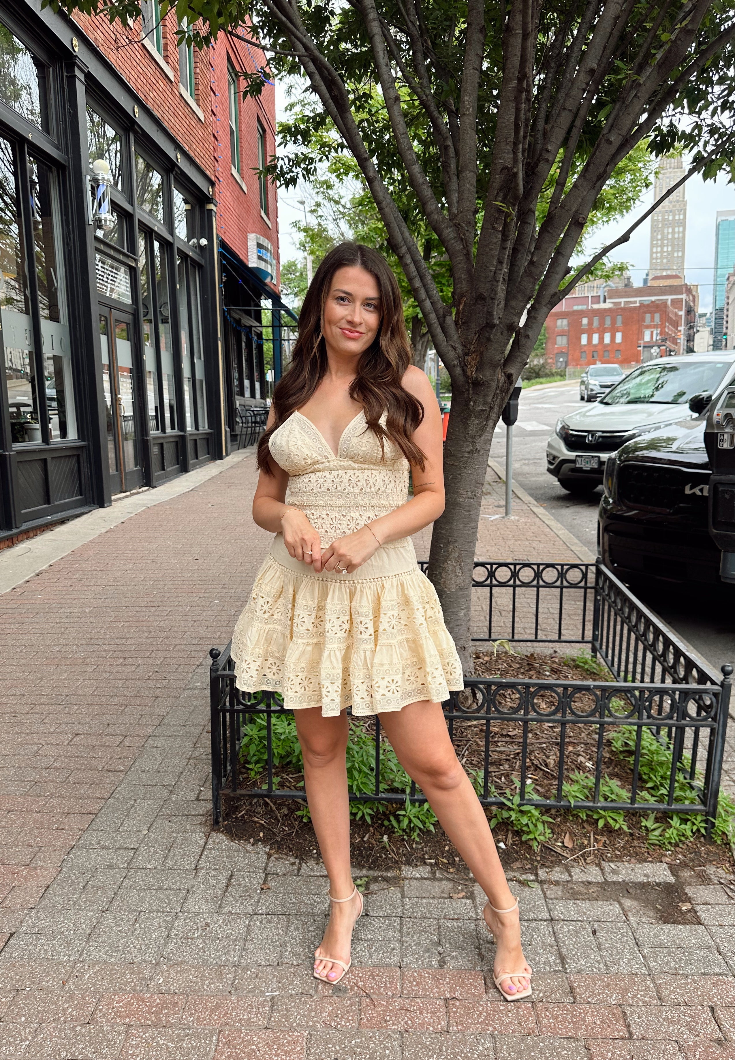 Scottie Yellow Textured Floral Mini Dress