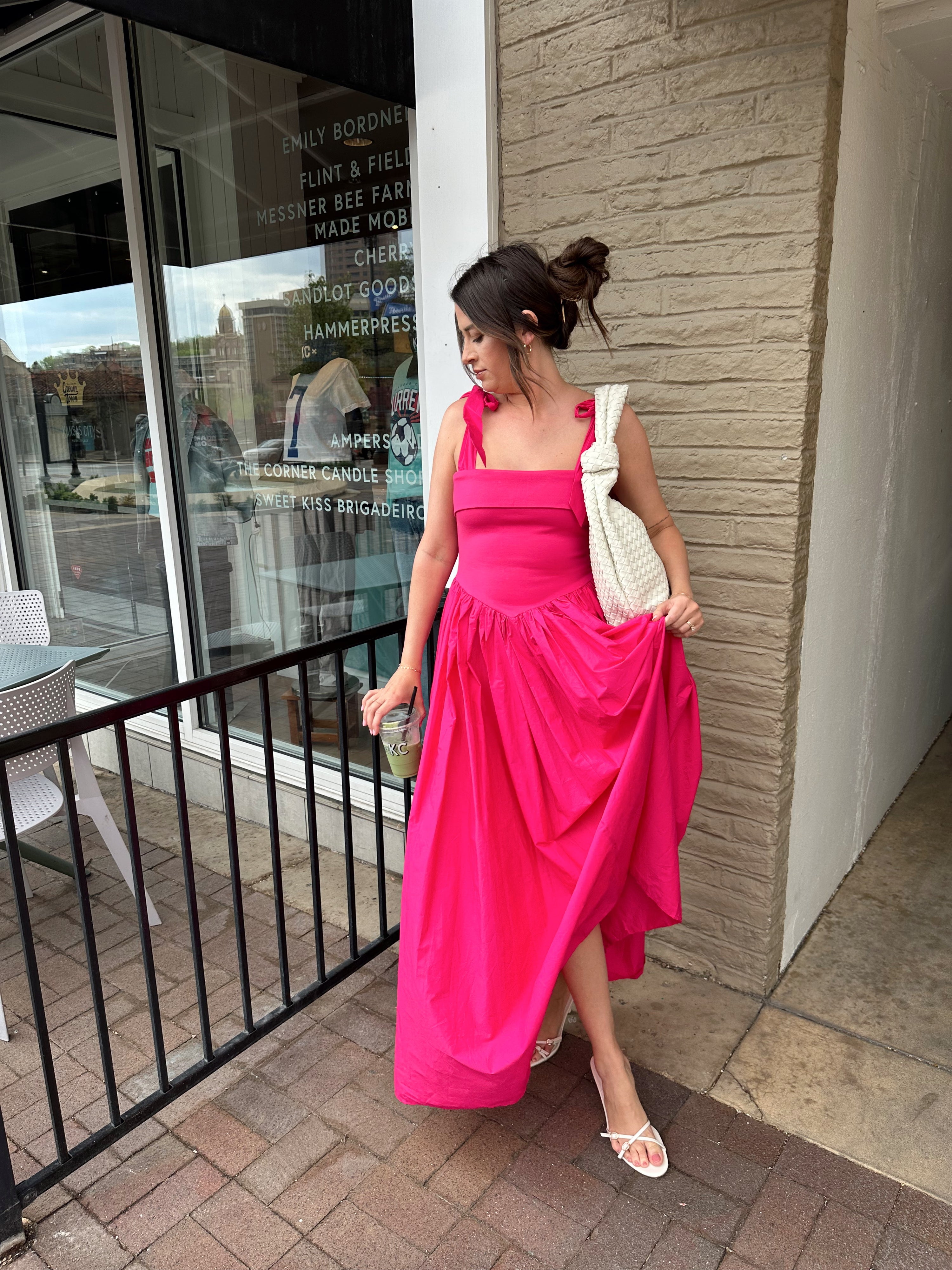 Karina Fuchsia Drop Waist Midi Dress