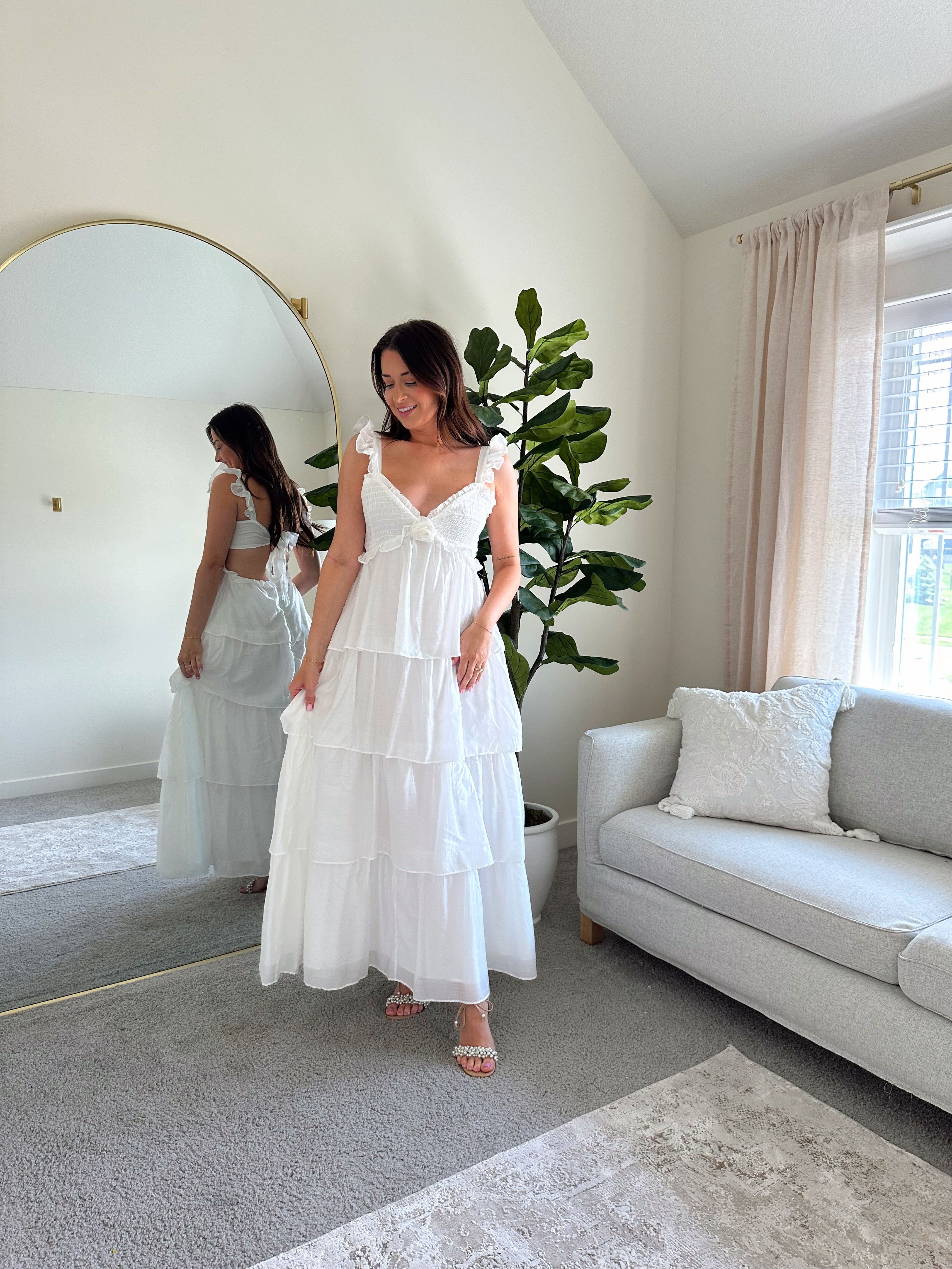 Aurora Tiered Maxi Dress- White