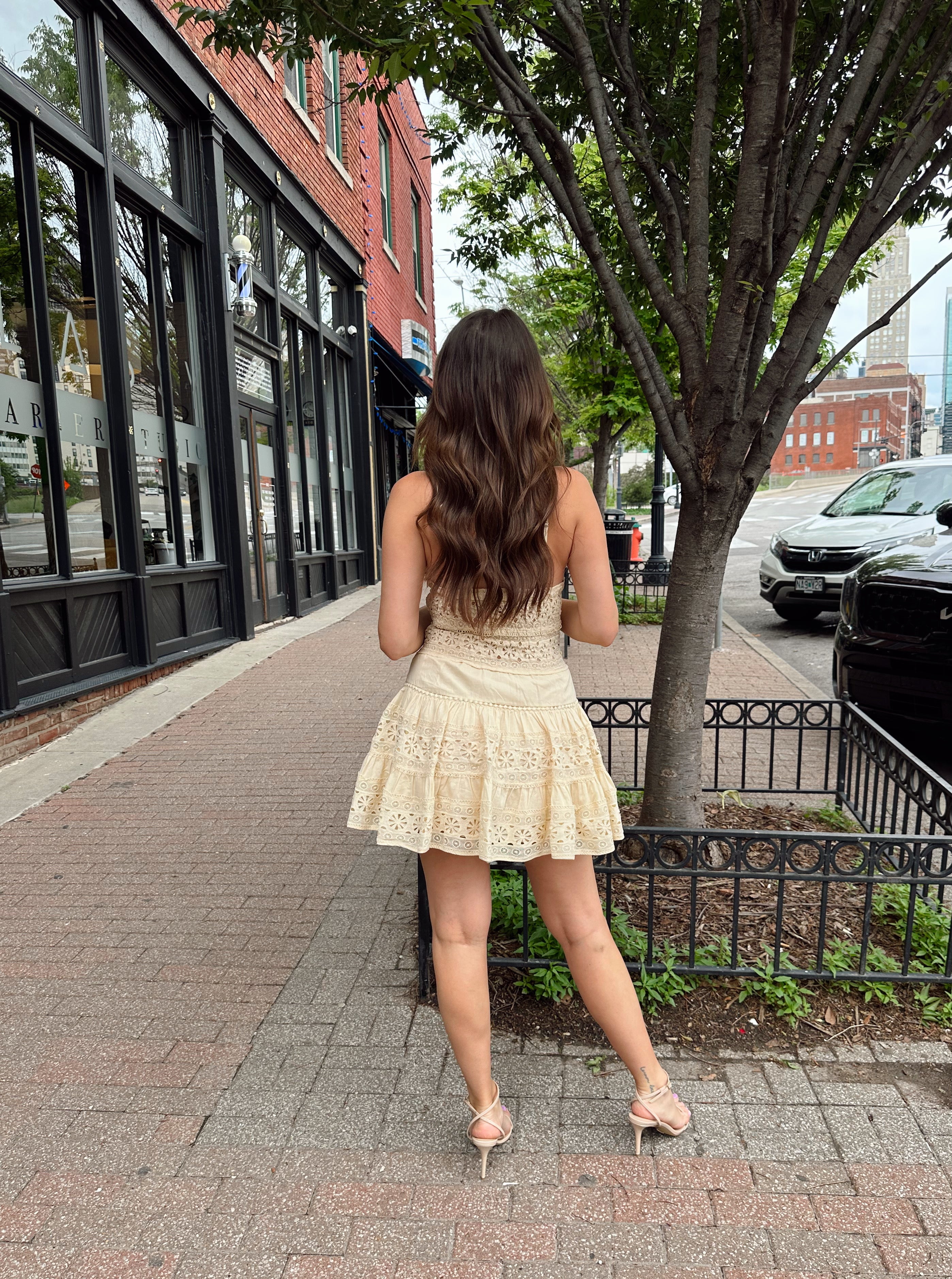 Scottie Yellow Textured Floral Mini Dress