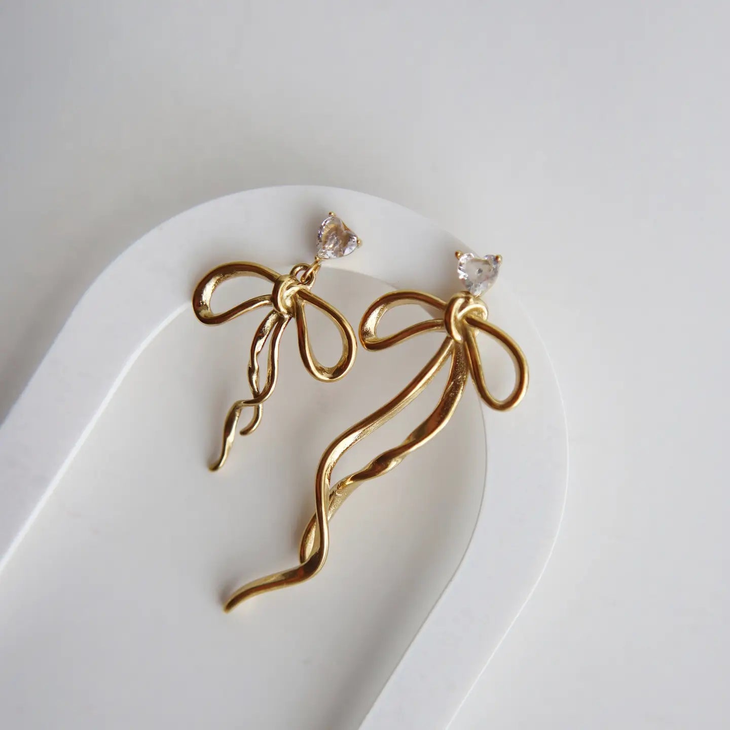 Keira Bow Dangle Gold Plated Earrings.