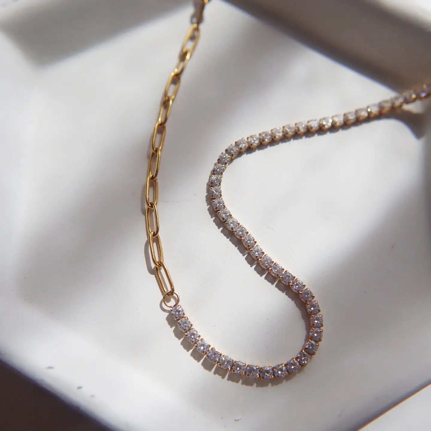Celine CZ Paperclip Necklace