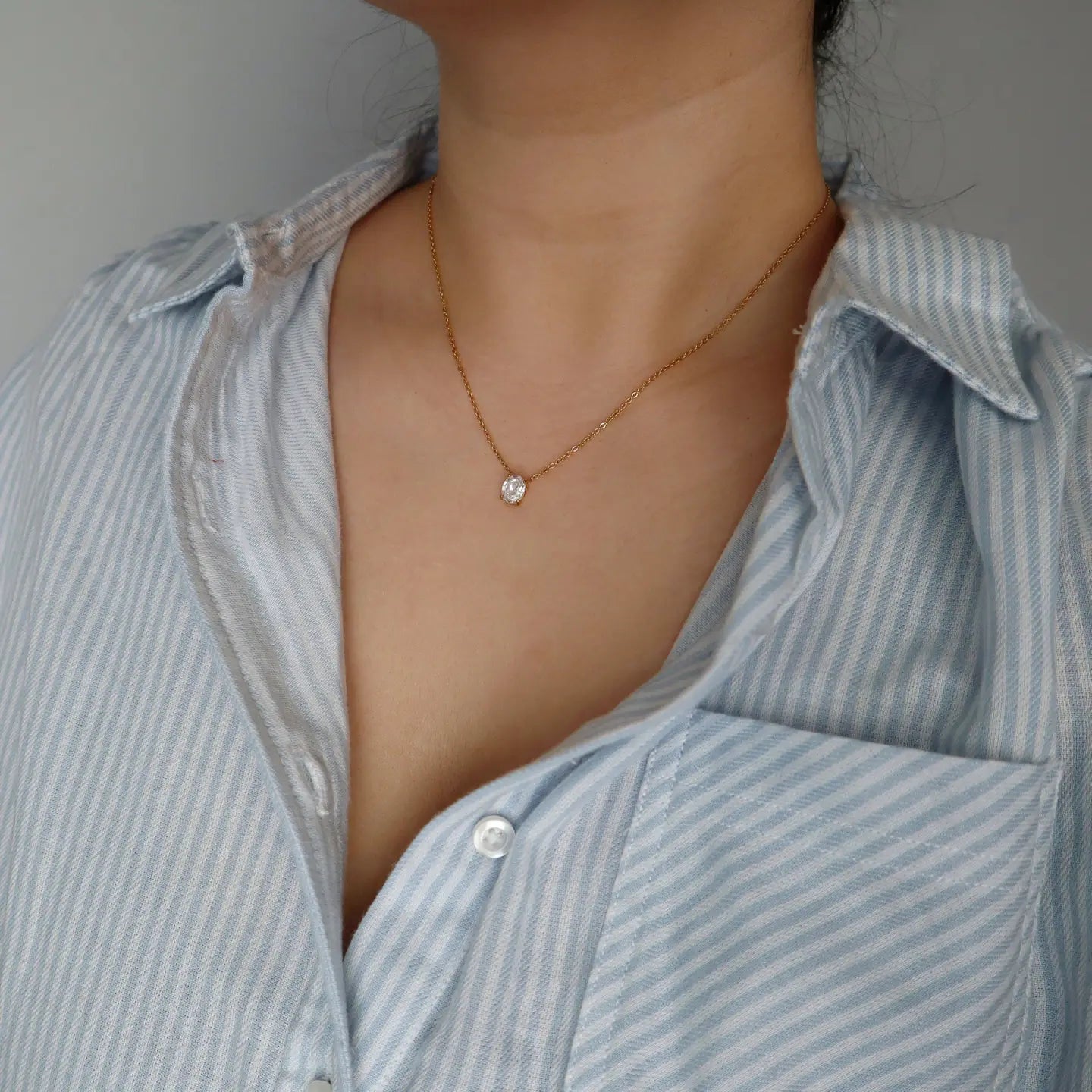 Oval Solitaire Necklace