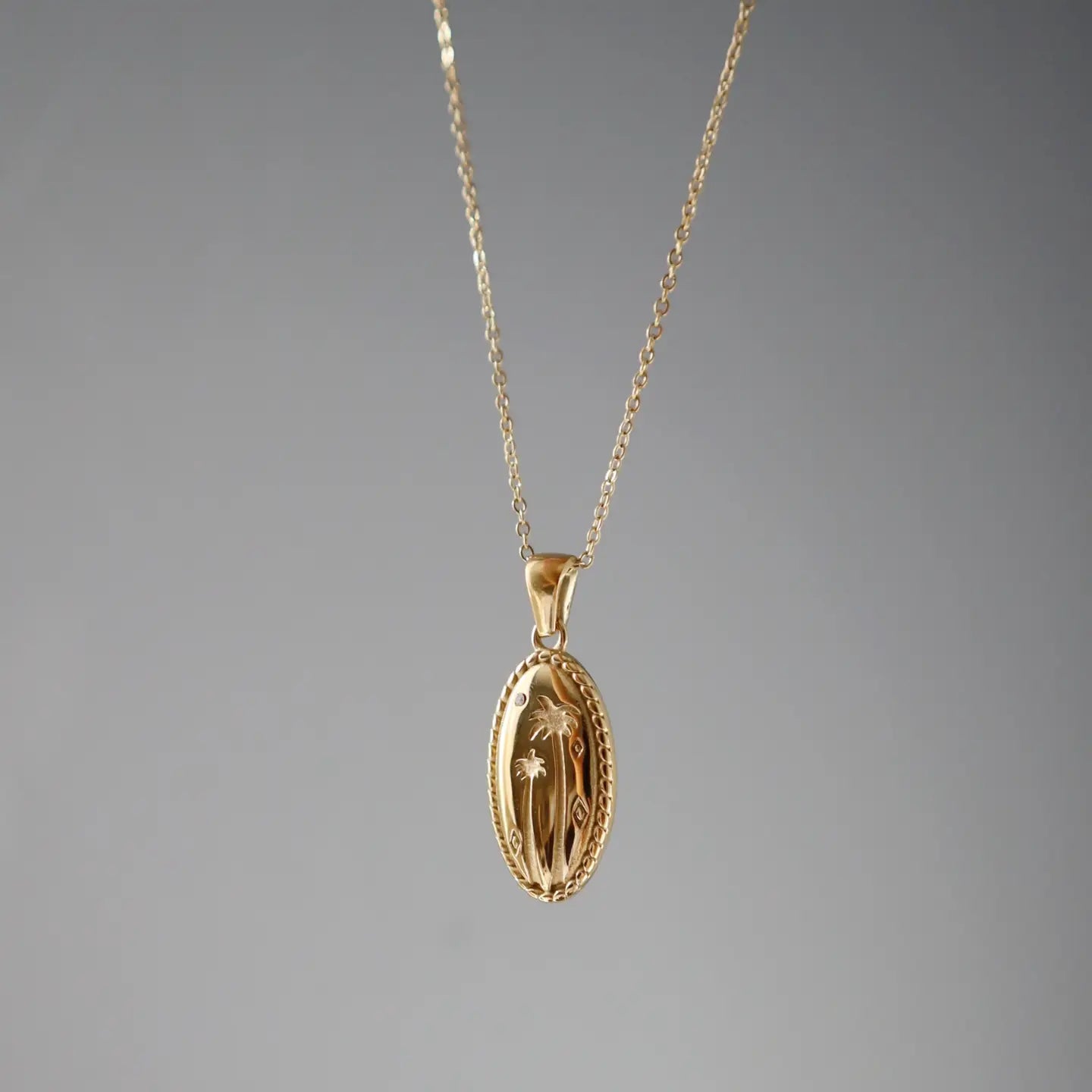 Palm Tree Pendant Gold Necklace