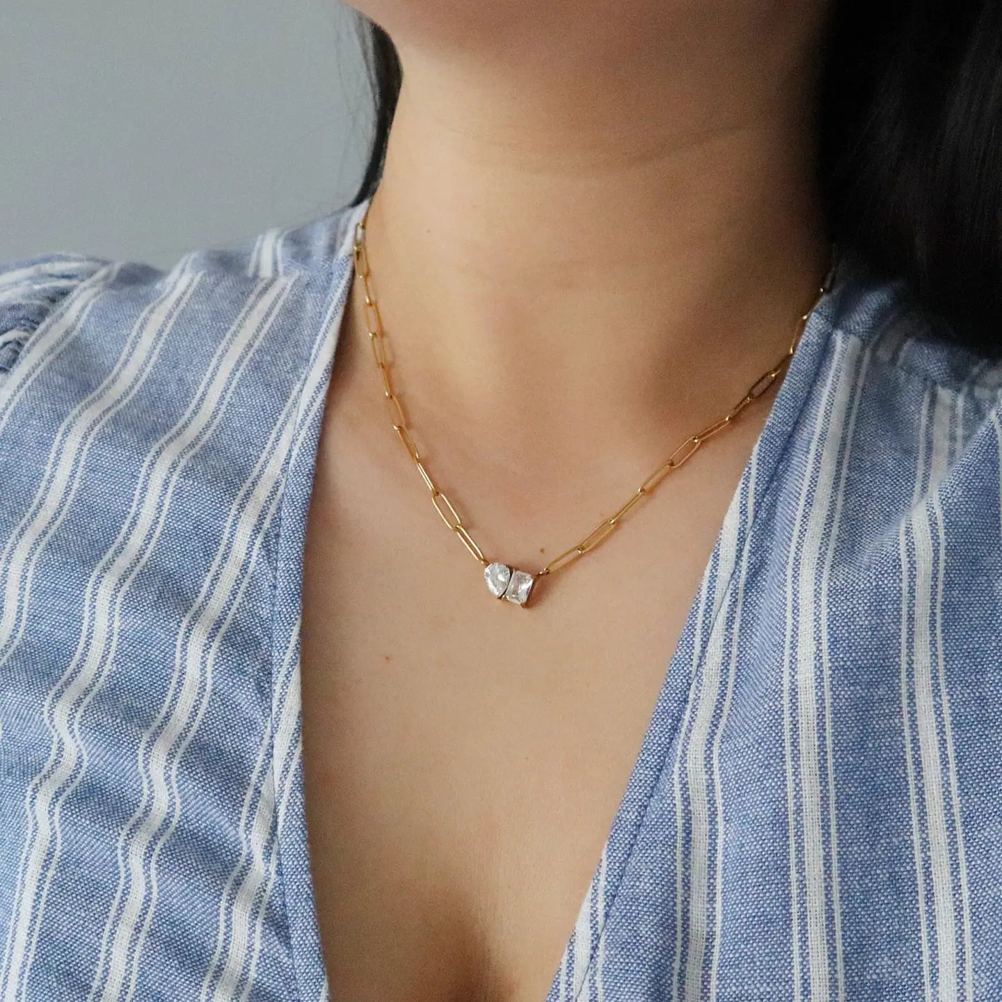 Gem Paperclip Necklace